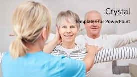  Presentation with occupational therapy - Presentation theme enhanced with home health - seniors making occupational therapy exercise background and a soft green colored foreground