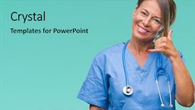  Presentation with nurse - Cool new presentation theme with nursing communication - middle age senior nurse doctor backdrop and a  colored foreground