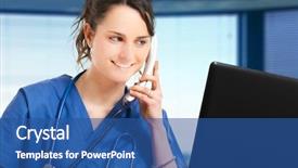  Presentation with phone - Audience pleasing PPT layouts consisting of nursing communication - portrait of a beautiful smiling backdrop and a ocean colored foreground