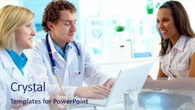  Presentation with moving patient to hospital bed - Theme enhanced with nursing communication - portrait of confident practitioners background and a sky blue colored foreground