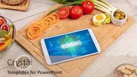  Presentation with nursing - Audience pleasing PPT theme consisting of nursing-concept-in-tablet backdrop and a coral colored foreground