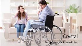  Presentation with disabled person - Amazing slides having nursing conflict - desperate disabled person on wheelchair backdrop and a  colored foreground