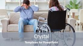  Presentation with disabled person - Audience pleasing presentation theme consisting of nursing conflict - desperate disabled person on wheelchair backdrop and a  colored foreground