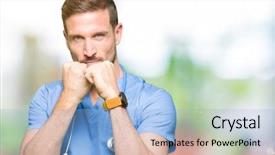  Presentation with facial pain medical man - Cool new presentation with nursing conflict - handsome doctor man wearing medical backdrop and a light blue colored foreground