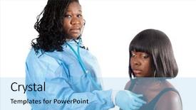  Presentation with heartbeat - Slides having nursing diversity - african american nurse checking heartbeat background and a  colored foreground
