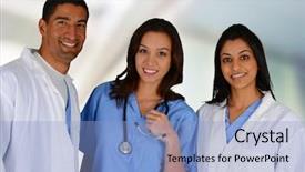  Presentation with icu nurse hospital patients - Audience pleasing slide deck consisting of nursing diversity - group of doctors and nurses backdrop and a light blue colored foreground