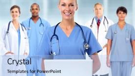  Presentation with medical - PPT layouts having nursing diversity - group of medical doctors background and a light blue colored foreground