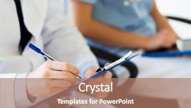  Presentation with nursing education - Slide set featuring nursing education - close up of happy doctors background and a coral colored foreground