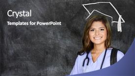  Presentation with job - Cool new theme with nursing education - female nurse working her job backdrop and a dark gray colored foreground