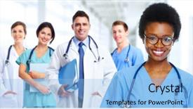  Presentation with nursing education - Slide deck with nursing education - group of medical doctors background and a light blue colored foreground