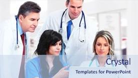  Presentation with doctor in hospital health insurance related icons healthcare person saving medical - Presentation theme having nursing education - medical doctors group background and a light blue colored foreground