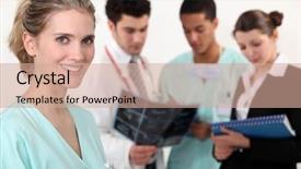  Presentation with nursing education - Slides with nursing education - medical team background and a coral colored foreground