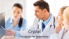  Presentation with team group - Cool new theme with nursing education - picture of young team backdrop and a light blue colored foreground