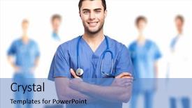  Presentation with nursing education - Presentation design enhanced with nursing education - portrait of a doctor background and a teal colored foreground