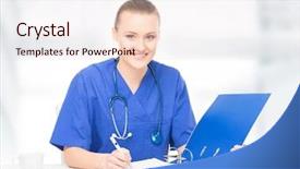  Presentation with doctor office - Presentation theme featuring nursing education - young and professional doctor working background and a lemonade colored foreground