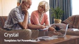  Presentation with retirement - Slide set with nursing electronic - front view of caucasian senior background and a tawny brown colored foreground