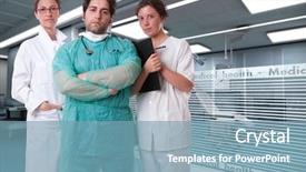  Presentation with medical emergency - Audience pleasing slide deck consisting of nursing emergency room - medical staff team backdrop and a teal colored foreground