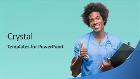 Presentation with afro - PPT theme having nursing excellence - afro american surgeon doctor holding background and a  colored foreground