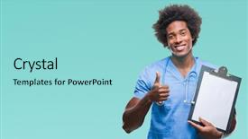  Presentation with nursing - Colorful presentation theme enhanced with nursing excellence - afro american surgeon doctor holding backdrop and a arctic colored foreground