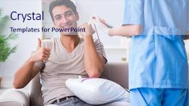  Presentation with blood transfusion - Colorful PPT theme enhanced with nursing excellence - patient getting blood transfusion backdrop and a  colored foreground