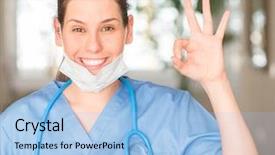  Presentation with mask nurse - Theme featuring nursing excellence - young nurse woman wearing mask background and a light blue colored foreground