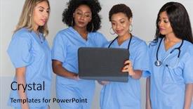  Presentation with nursing - Theme featuring nursing group - nurses who are working background and a  colored foreground