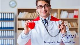  Presentation with superhero - Presentation having nursing hero - superhero doctor working background and a  colored foreground