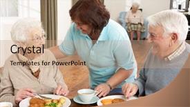  Presentation with carer - Beautiful presentation theme featuring watercolor paint cubes with brush and spilled paint isolated on white backdrop and a coral colored foreground