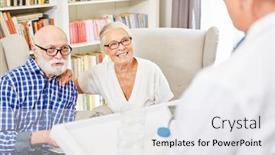  Presentation with assisted living - Audience pleasing theme consisting of nursing-home-brings-seniors-couple backdrop and a white colored foreground