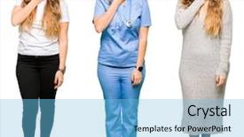  Presentation with four seasons in collage - Cool new PPT layouts with nursing infections - collage of beautiful young woman backdrop and a light blue colored foreground