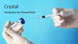  Presentation with vaccination - Theme with nursing infections - hands of nurse with syringe background and a arctic colored foreground