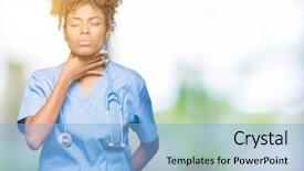  Presentation with infection - Beautiful PPT layouts featuring nursing infections - young african american doctor woman backdrop and a light blue colored foreground
