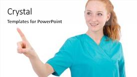  Presentation with nurse - Colorful presentation enhanced with nursing isolation - careful nurse isolated on white backdrop and a  colored foreground