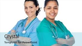  Presentation with couple - Presentation with nursing isolation - couple of doctors woman isolated background and a  colored foreground