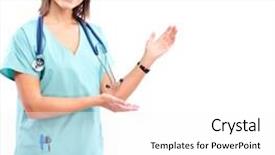  Presentation with nursing - Presentation enhanced with nursing isolation - smiling medical doctor with stethoscope background and a  colored foreground