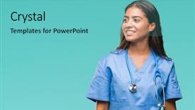  Presentation with arab - Audience pleasing presentation consisting of nursing isolation - young arab doctor surgeon woman backdrop and a seafoam green colored foreground