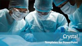  Presentation with surgery - PPT layouts consisting of nursing lamp - team of doctors for surgery background and a teal colored foreground