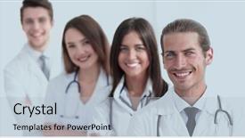  Presentation with nurses - Slide deck enhanced with nursing managment - team of doctors and nurses background and a light blue colored foreground