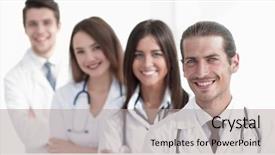  Presentation with nurses - Slide set enhanced with nursing managment - team of doctors and nurses background and a light gray colored foreground