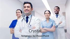  Presentation with health care team building - Audience pleasing presentation theme consisting of nursing mentor - clinic profession people health care backdrop and a light blue colored foreground