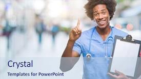  Presentation with nursing care plan - Amazing theme having nursing plan care - afro american surgeon doctor holding backdrop and a sky blue colored foreground