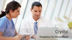  Presentation with nurse - Beautiful PPT layouts featuring nursing plan care - doctor and nurse having informal backdrop and a light gray colored foreground
