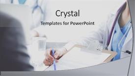  Presentation with medical - Audience pleasing PPT theme consisting of nursing plan care - medical team sitting backdrop and a light gray colored foreground