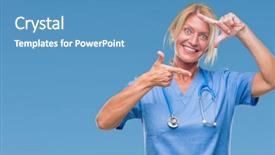  Presentation with nurse - Cool new presentation theme with nursing plan care - middle age blonde nurse surgeon backdrop and a  colored foreground