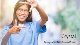  Presentation with doctor asian - Colorful PPT theme enhanced with nursing plan care - young asian doctor woman backdrop and a light blue colored foreground