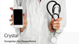  Presentation with retail smart phone shopping - PPT theme featuring nursing program - doctor with stethoscope and smart background and a light gray colored foreground