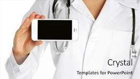  Presentation with smart phone apps - PPT layouts featuring nursing program - doctor with stethoscope and smart background and a  colored foreground