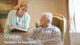  Presentation with male nurse - Audience pleasing presentation theme consisting of nursing program - nurse checking senior male patient backdrop and a  colored foreground