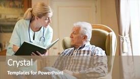  Presentation with nurse a male patient - Colorful presentation theme enhanced with nursing program - nurse checking senior male patient backdrop and a  colored foreground