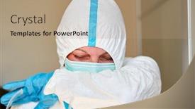  Presentation with nursing - PPT layouts with nursing-prson-with-protective-clothing background and a coral colored foreground